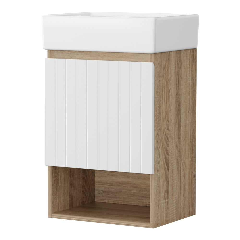 445Mm - Vanity Unit 445mm Basin Bathroom Cabinet Storage Wall Hung Sink White