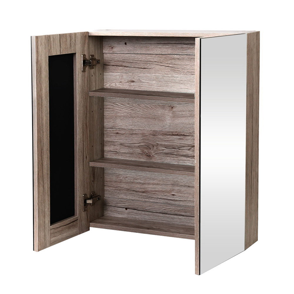 Bathroom Mirror Cabinet 600mm Oak Storage Wall Mounted Vanity Unit