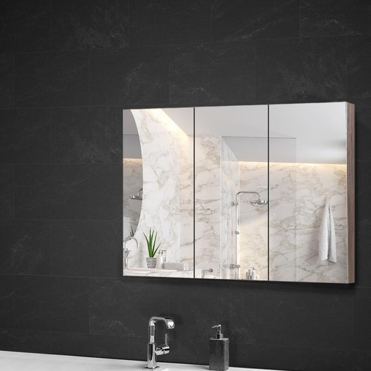 Bathroom Mirror Cabinet 900x720mm Oak - Cefito Vanity Storage Natural
