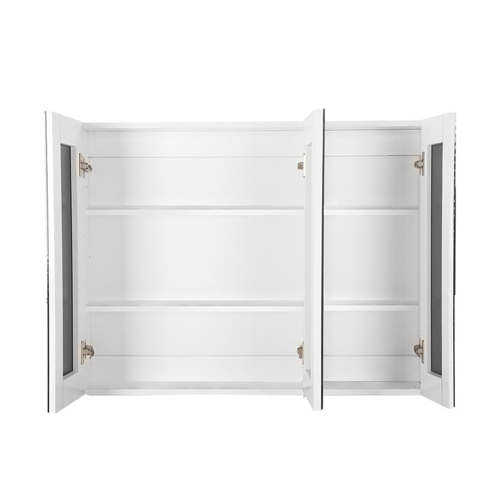 Bathroom Mirror Cabinet White 3 Door Wall Storage with Shelves
