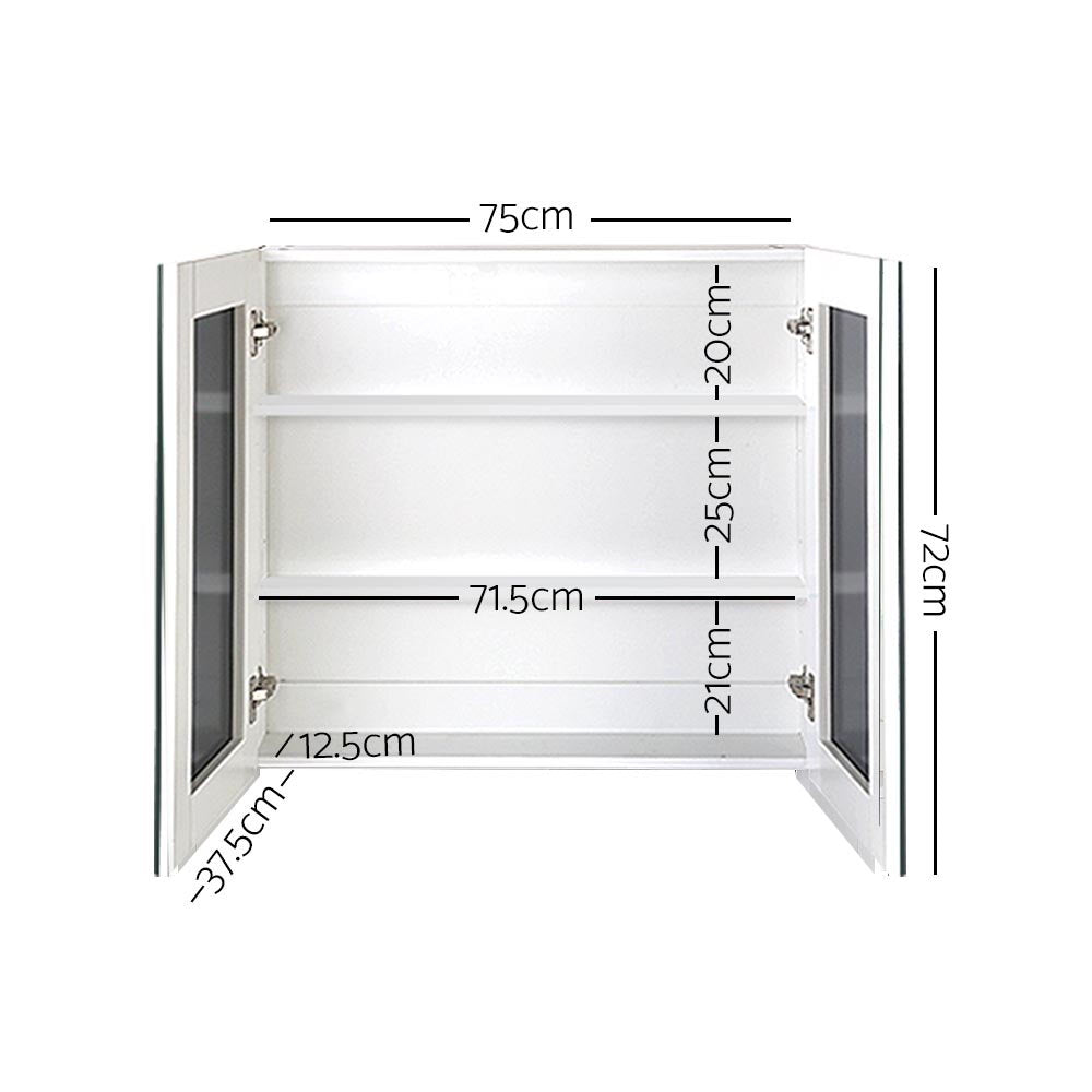 Bathroom Vanity Mirror Cabinet 750x720mm White
