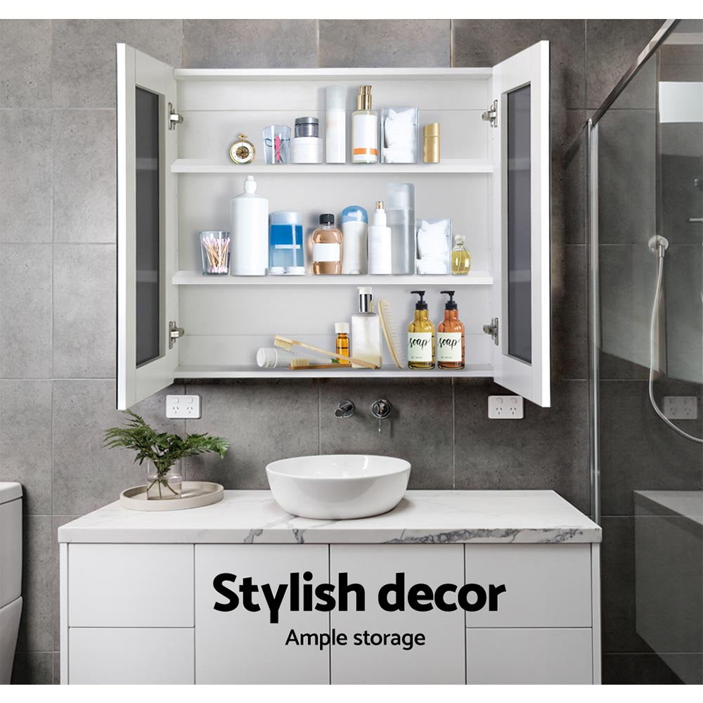 Bathroom Vanity Mirror Cabinet 750x720mm White