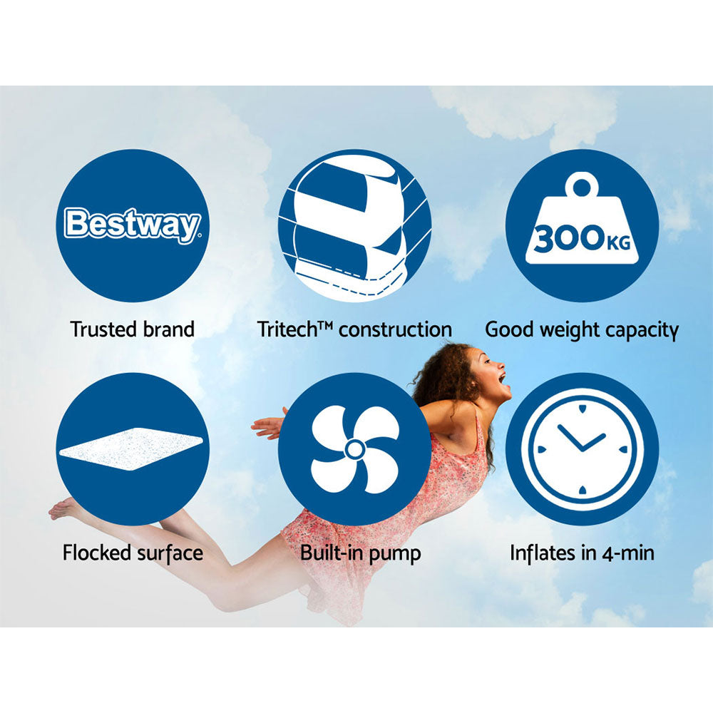 Air Bed Beds Mattress Premium Inflatable Built-In Pump Queen Size | Bestway