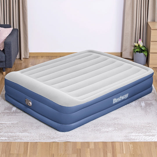 Air Mattress Queen Inflatable Bed 46Cm Airbed Blue - Bestway Sleeping Mat Battery