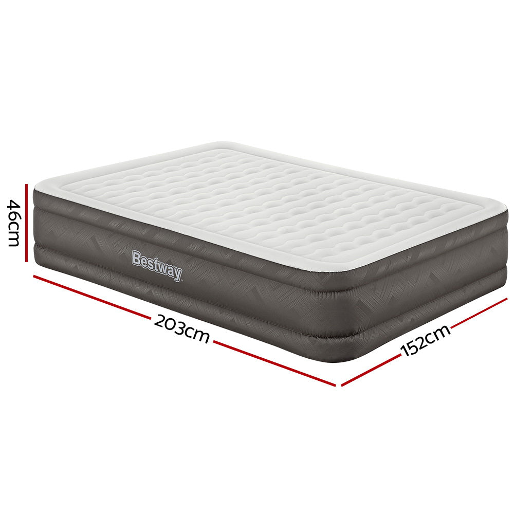 Queen Air Mattress Inflatable Bed 46Cm Airbed Grey Camping Beds