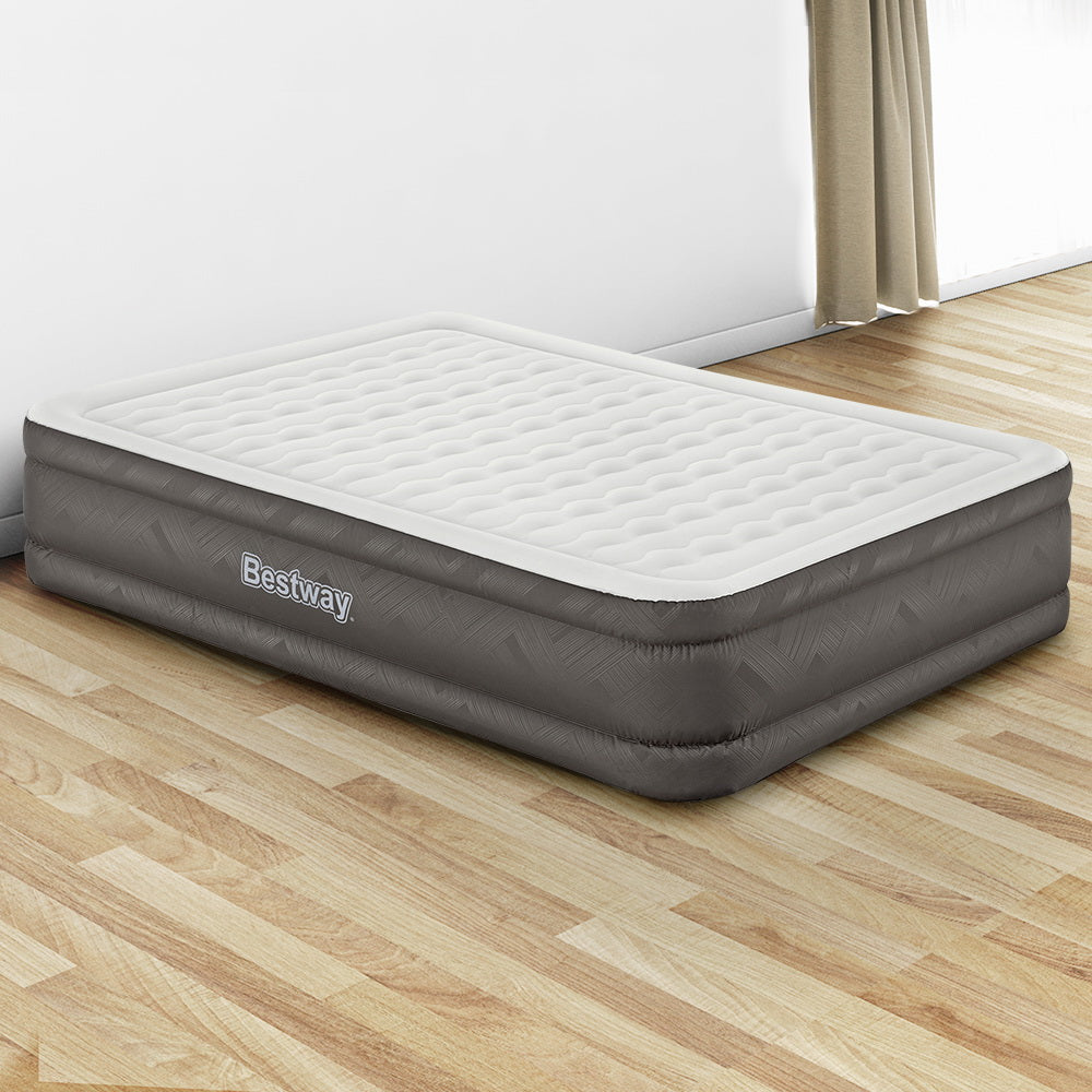 Queen Air Mattress Inflatable Bed 46Cm Airbed Grey Camping Beds