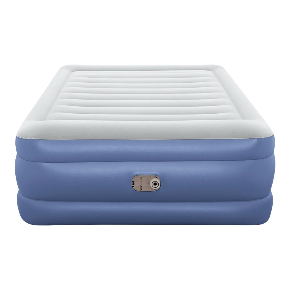 Queen Air Bed Inflatable Mattress 61cm Sleeping Mat Battery Built-in Pump