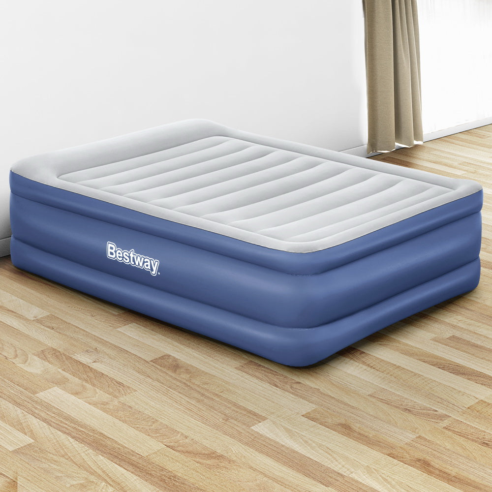 Queen Air Bed Inflatable Mattress 61cm Sleeping Mat Battery Built-in Pump