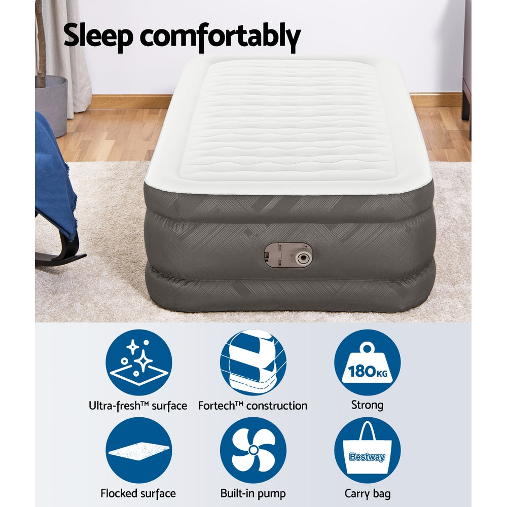 Single - Air Mattress Single Inflatable Bed 46Cm Airbed Grey