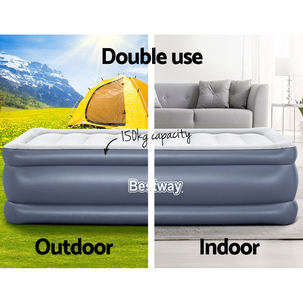 Single Inflatable Air Bed Built-in Pump Portable Camping Mattress (51CM)