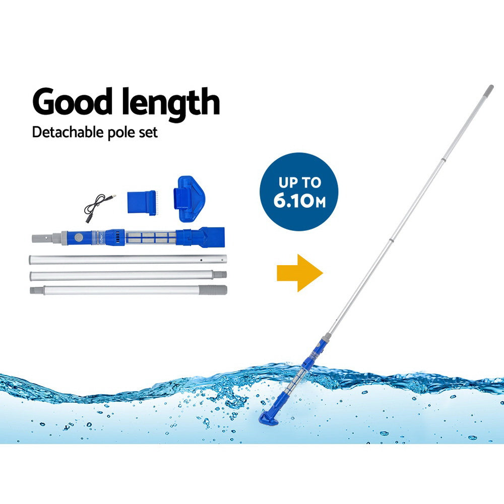 Pool Cleaner Cordless With Pole Swimming Pool Automatic Vacuum 6M