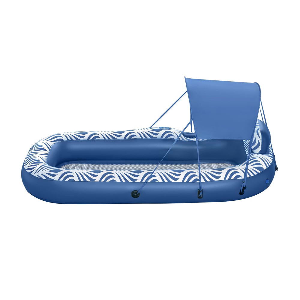 Pool Toys & Inflatables - Inflatable Lounger with Sunshade Canopy 1.98x1.12m Blue