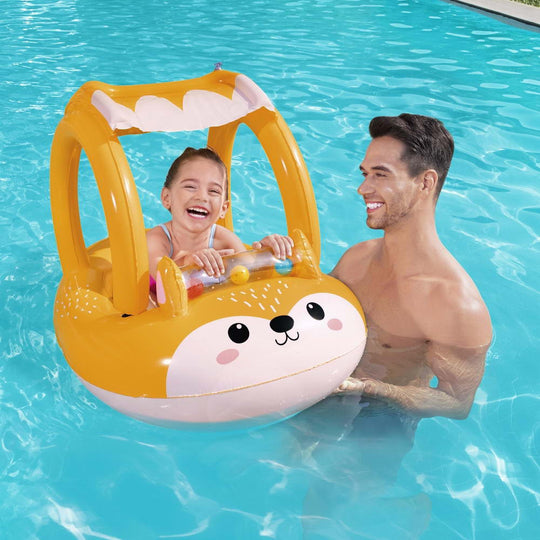 Kids Inflatable Fox Swim Float w/ Canopy 94x66cm, Pool Toys & Inflatables - photo 7