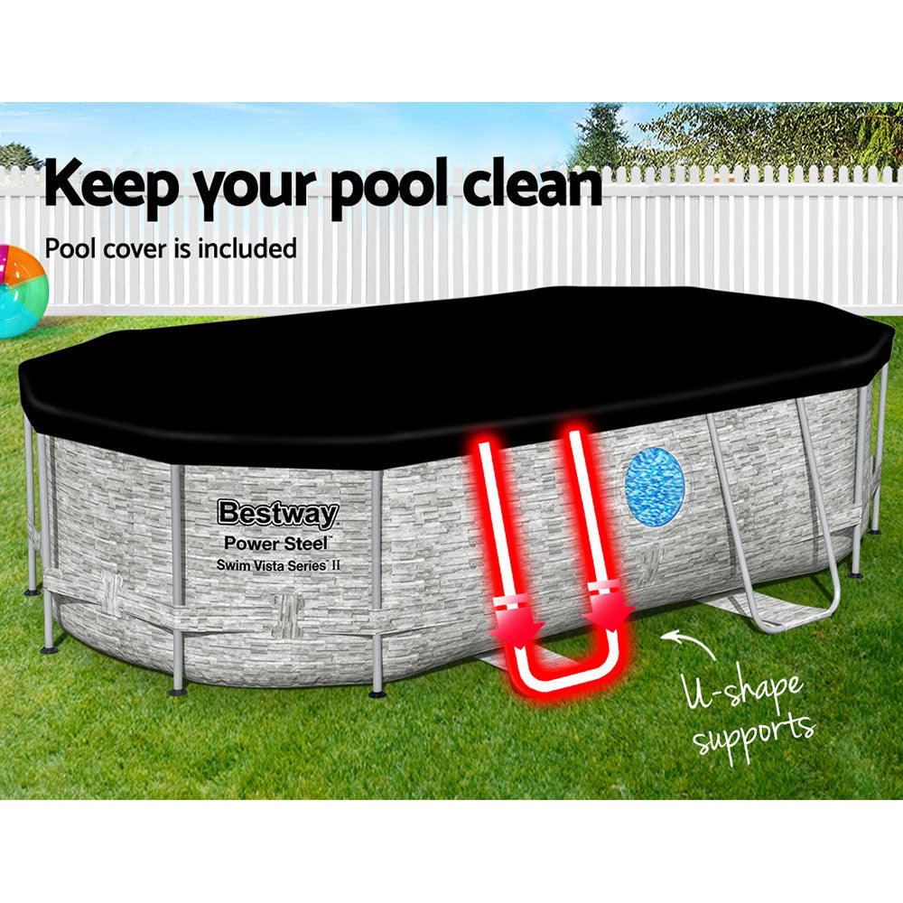 427X250X100Cm Steel Frame Above Ground Pool W/ Filter Pump & Ladder 7250L