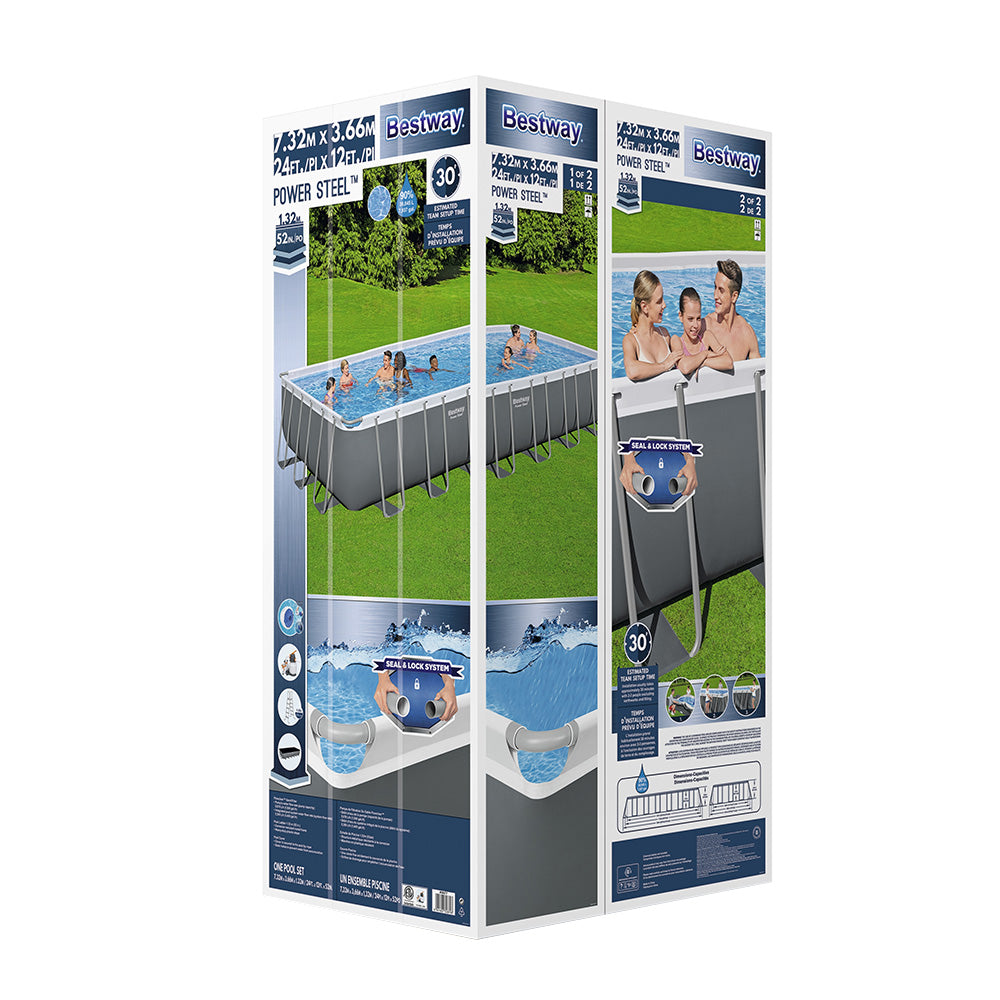 Steel Frame Above Ground Swimming Pool Set with Ladder Filter Pump 30045L