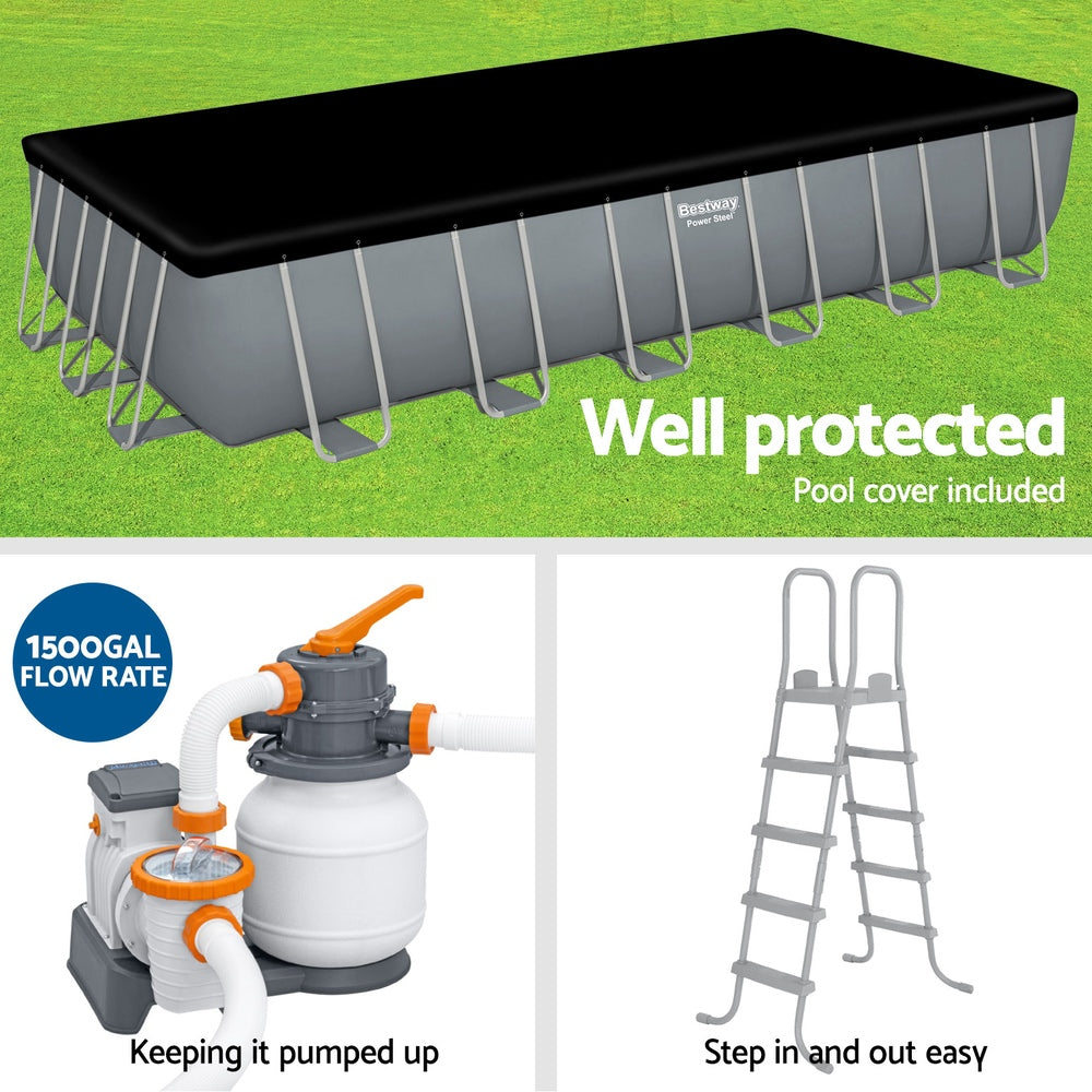 Steel Frame Above Ground Swimming Pool Set with Ladder Filter Pump 30045L