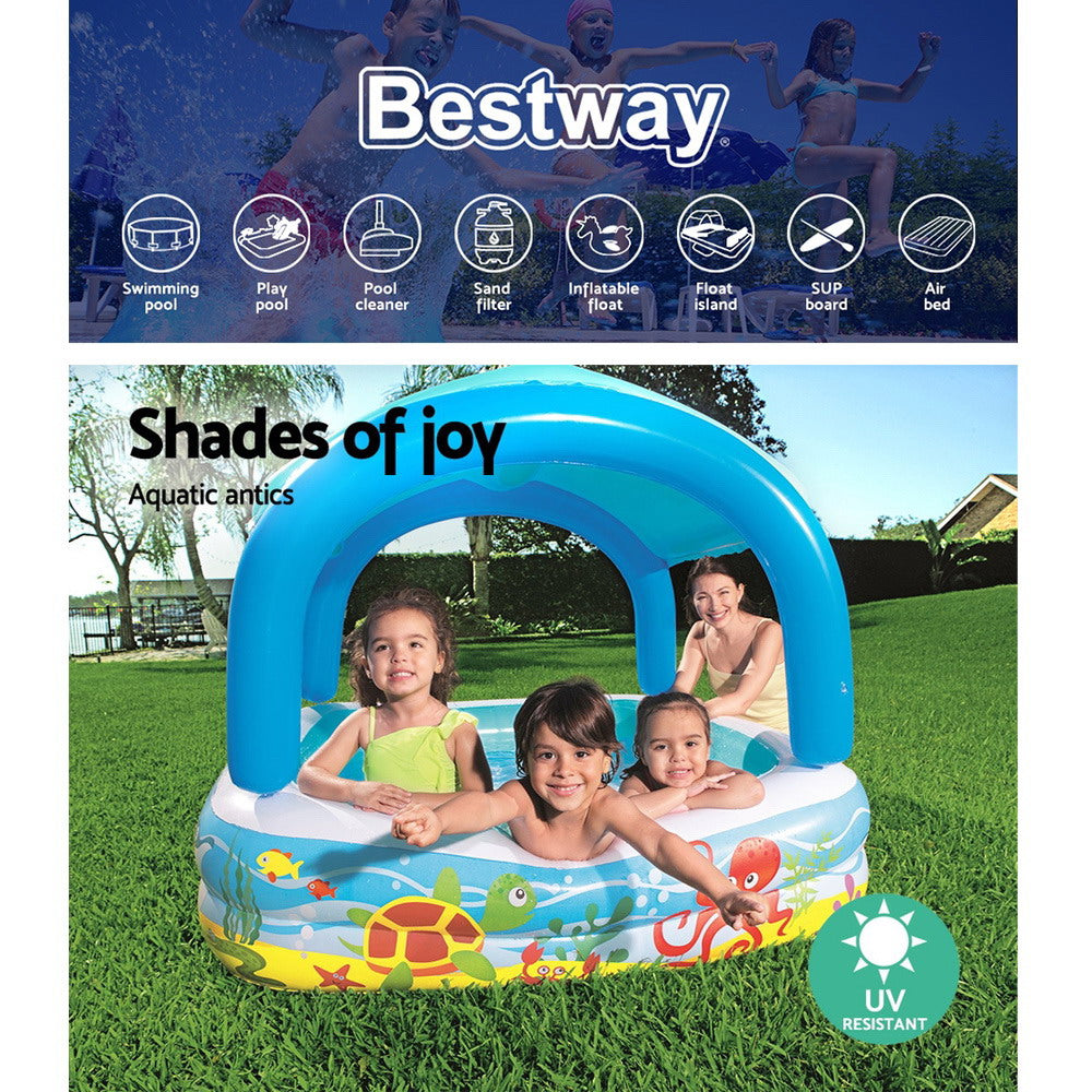140X140X114Cm Inflatable Swimming Pool W/ Canopy 265L