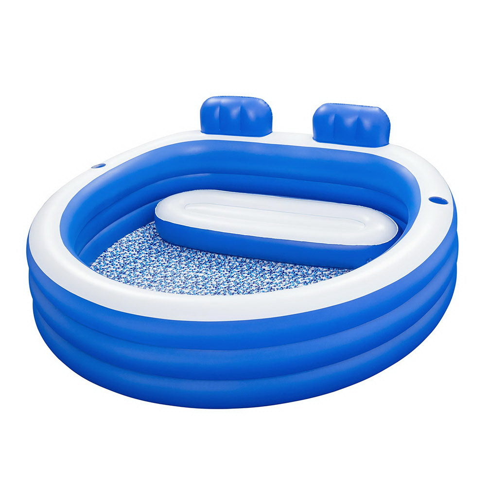 Swimming Pools - Kids Inflatable Pool Above Ground Pools Bench Seat Cup Holder 231X219Cm