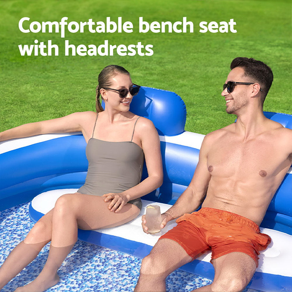 Kids Inflatable Pool Above Ground Pools Bench Seat Cup Holder 231X219Cm with Swimming Pools