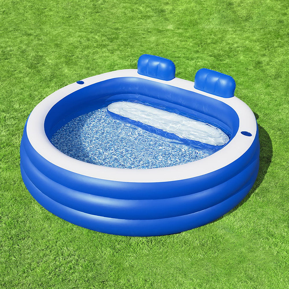 Kids Inflatable Pool Above Ground Pools Bench Seat Cup Holder 231X219Cm, Swimming Pools - photo 7