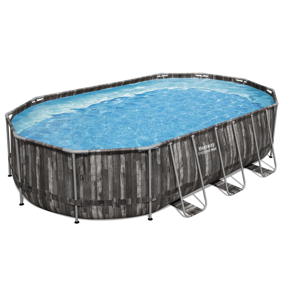 Swimming Pool Steel Frame Pool Set 6.1x3.66m w/ Filter Pump Ladder Cover