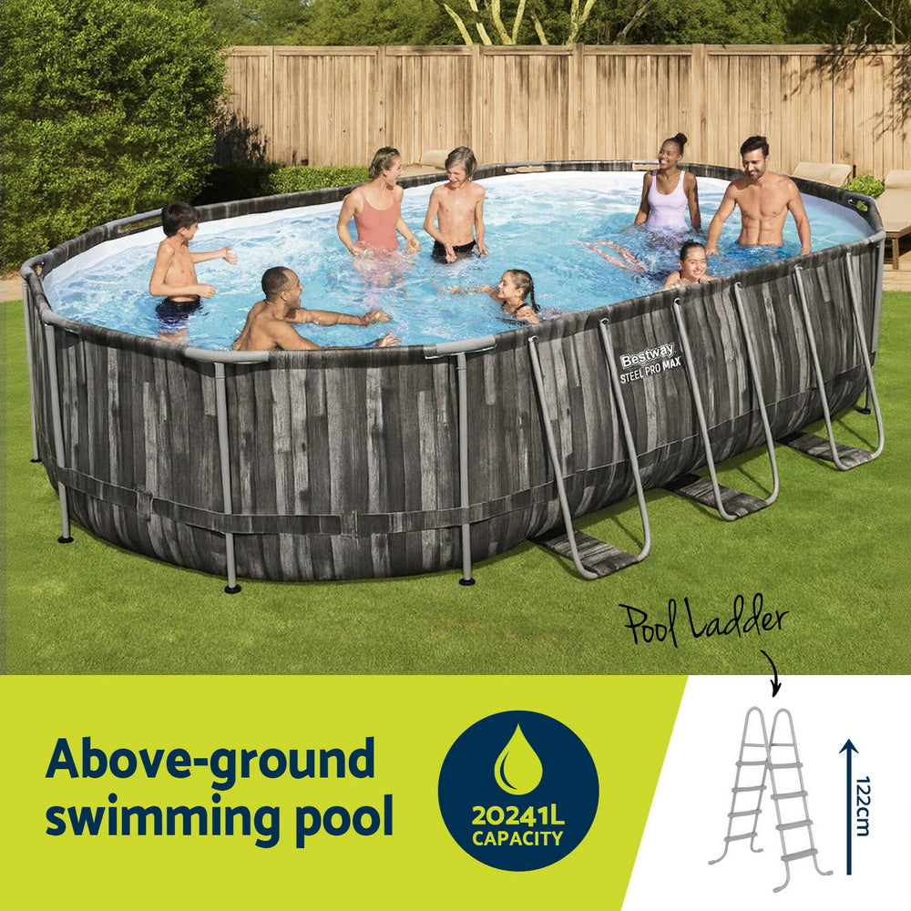 Swimming Pool Steel Frame Pool Set 6.1x3.66m w/ Filter Pump Ladder Cover
