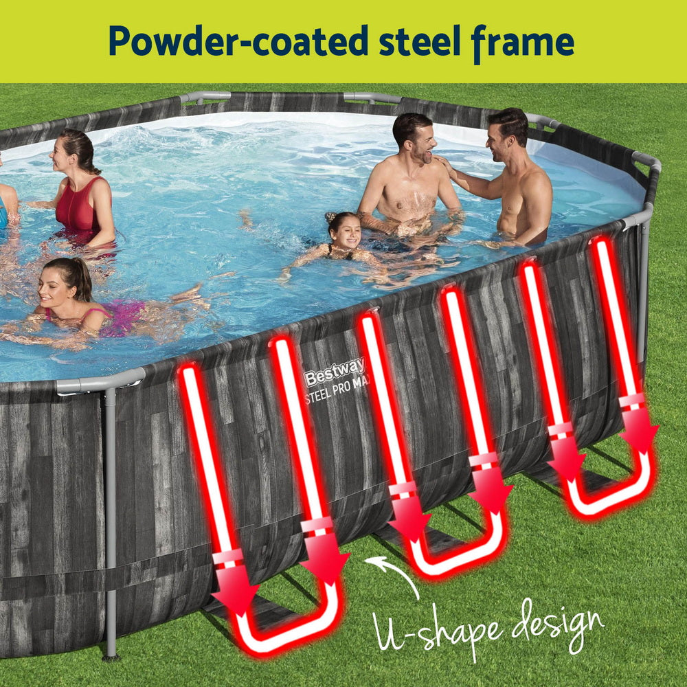 Swimming Pool Steel Frame Pool Set 6.1x3.66m w/ Filter Pump Ladder Cover