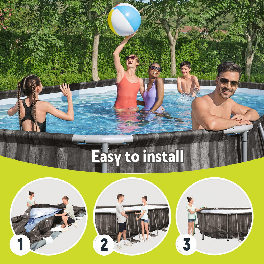 Swimming Pool Steel Frame Pool Set 6.1x3.66m w/ Filter Pump Ladder Cover