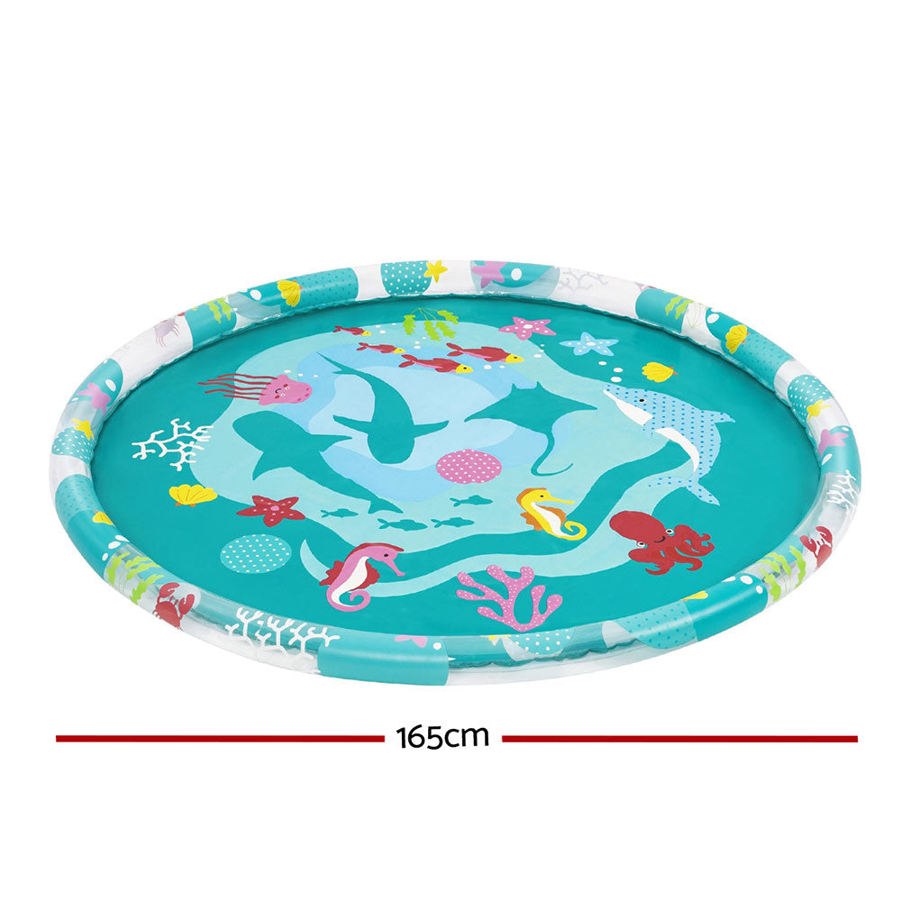 Pool Toys & Inflatables - Kids Round Inflatable Splash Pool Sprinkler Marine 165cm