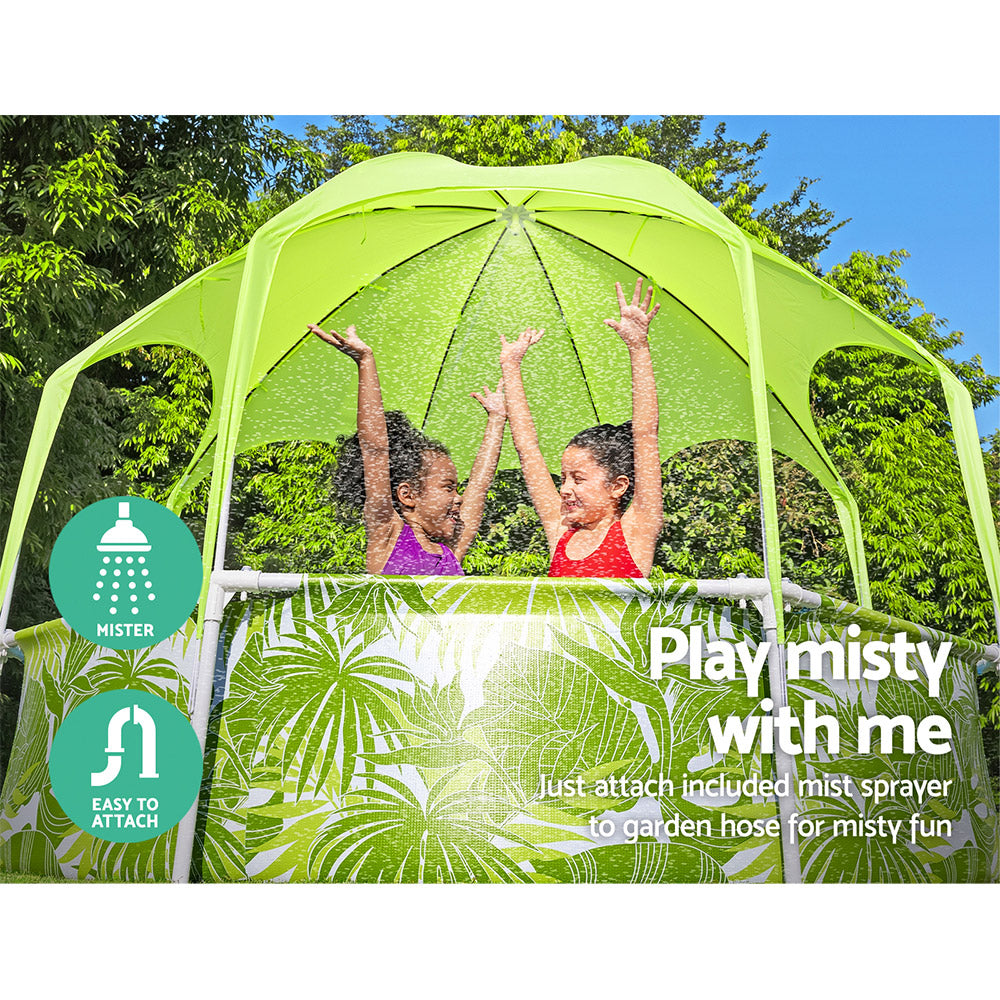 Kids Pool 244X51Cm Steel Frame Swimming Play Pools Canopy 1688L