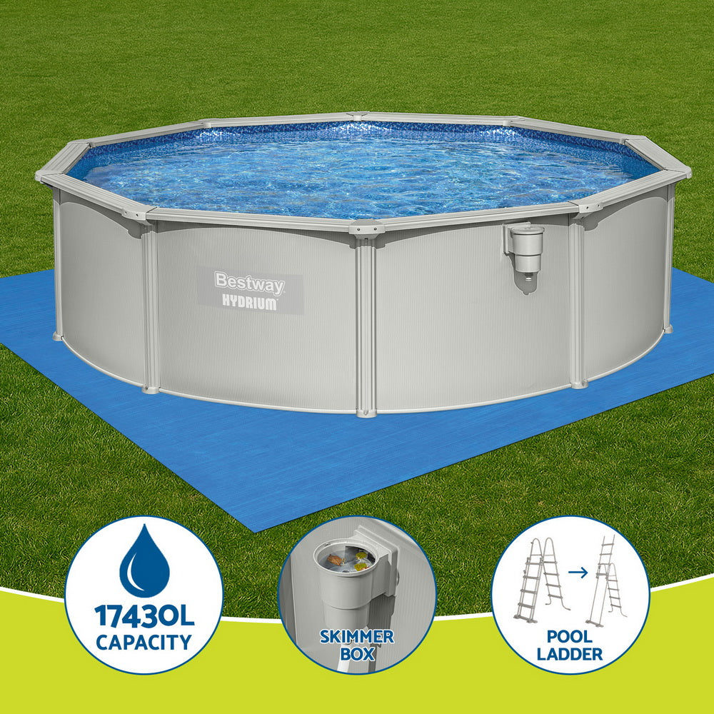 Swimming Pool Steel Frame Round Pool Set 457cm w/ Filter Ladder 17430L