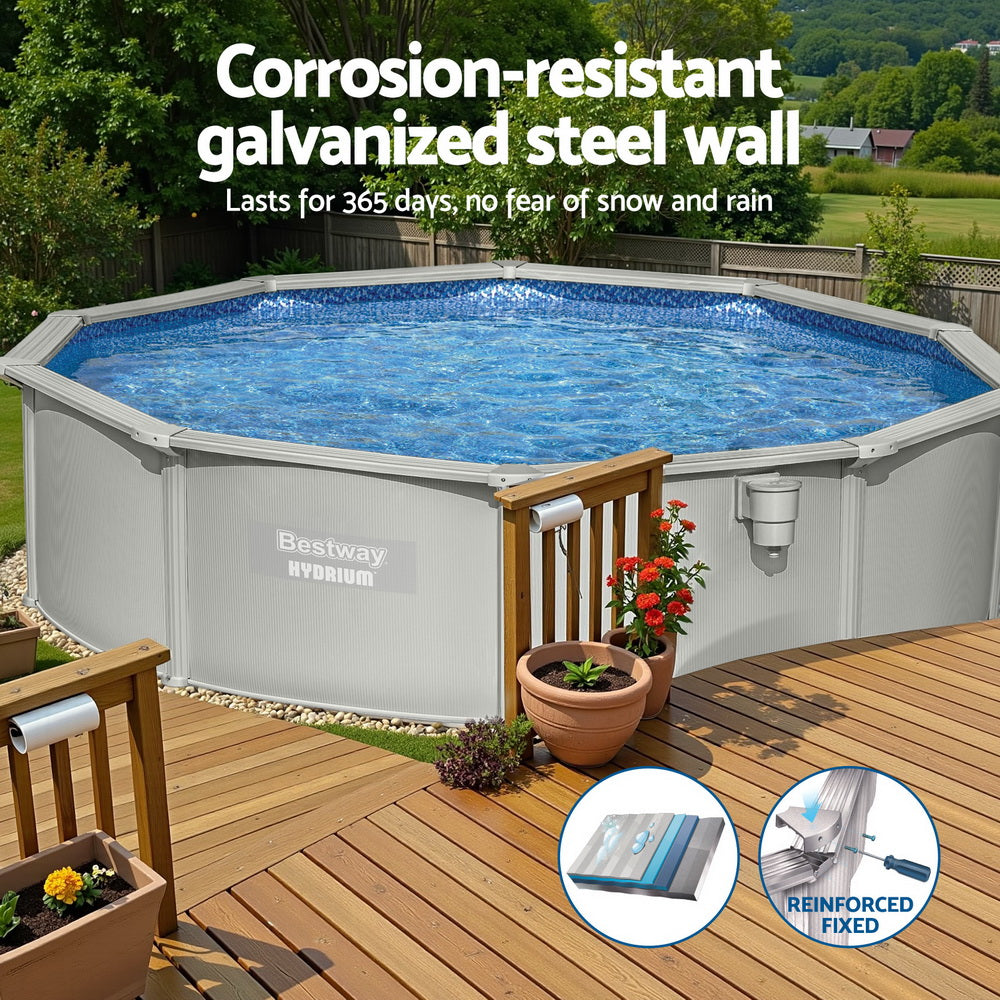 Swimming Pool Steel Frame Round Pool Set 457cm w/ Filter Ladder 17430L