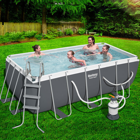 Swimming Pool 404X201X100Cm Steel Frame Above Ground Pools