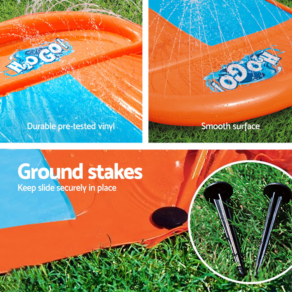 Water Slide Kids Slip 488Cm Dual Slides Inflatable Splash Pad