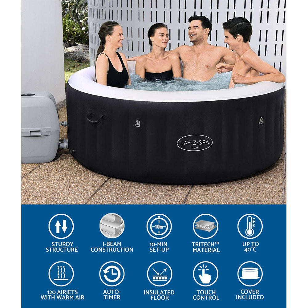 Inflatable Spa Pool Massage Hot Tub Portable Lay-Z Spa Bath Pools-Black