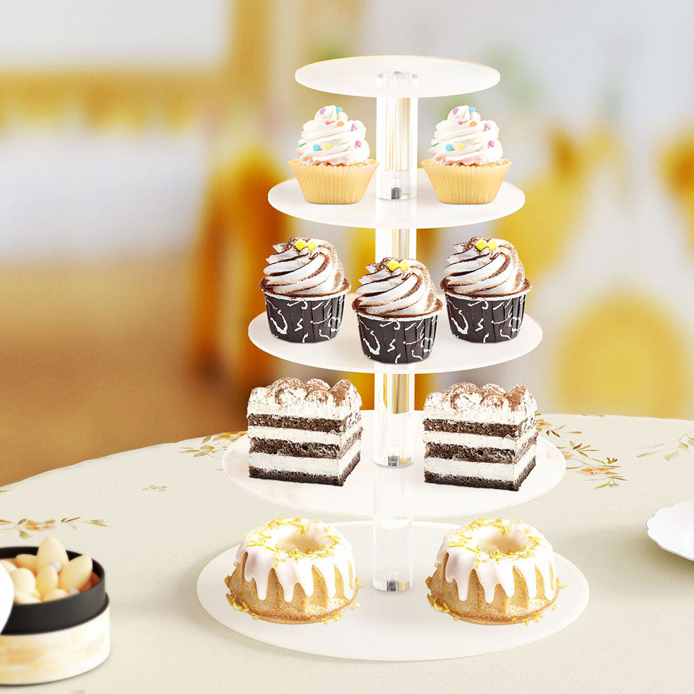 Cake Stand 5 Tiers Acrylic Holder Display Round Clear Wedding Party