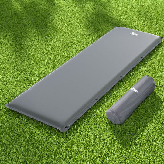 Self Inflating Mattress Bed Pad Single Grey