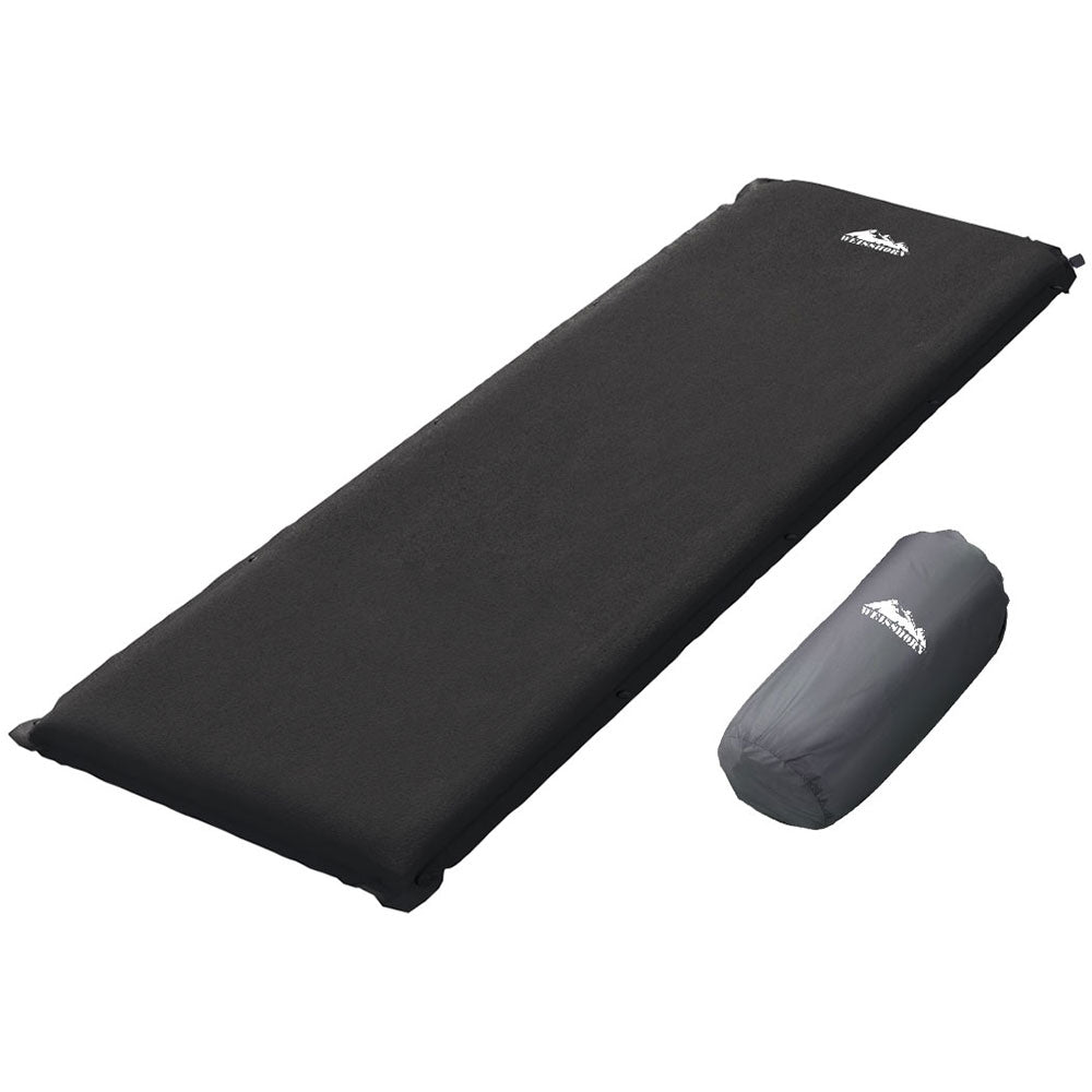 Black Self Inflating Camping Mattress Single Outdoor Sleeping Pad