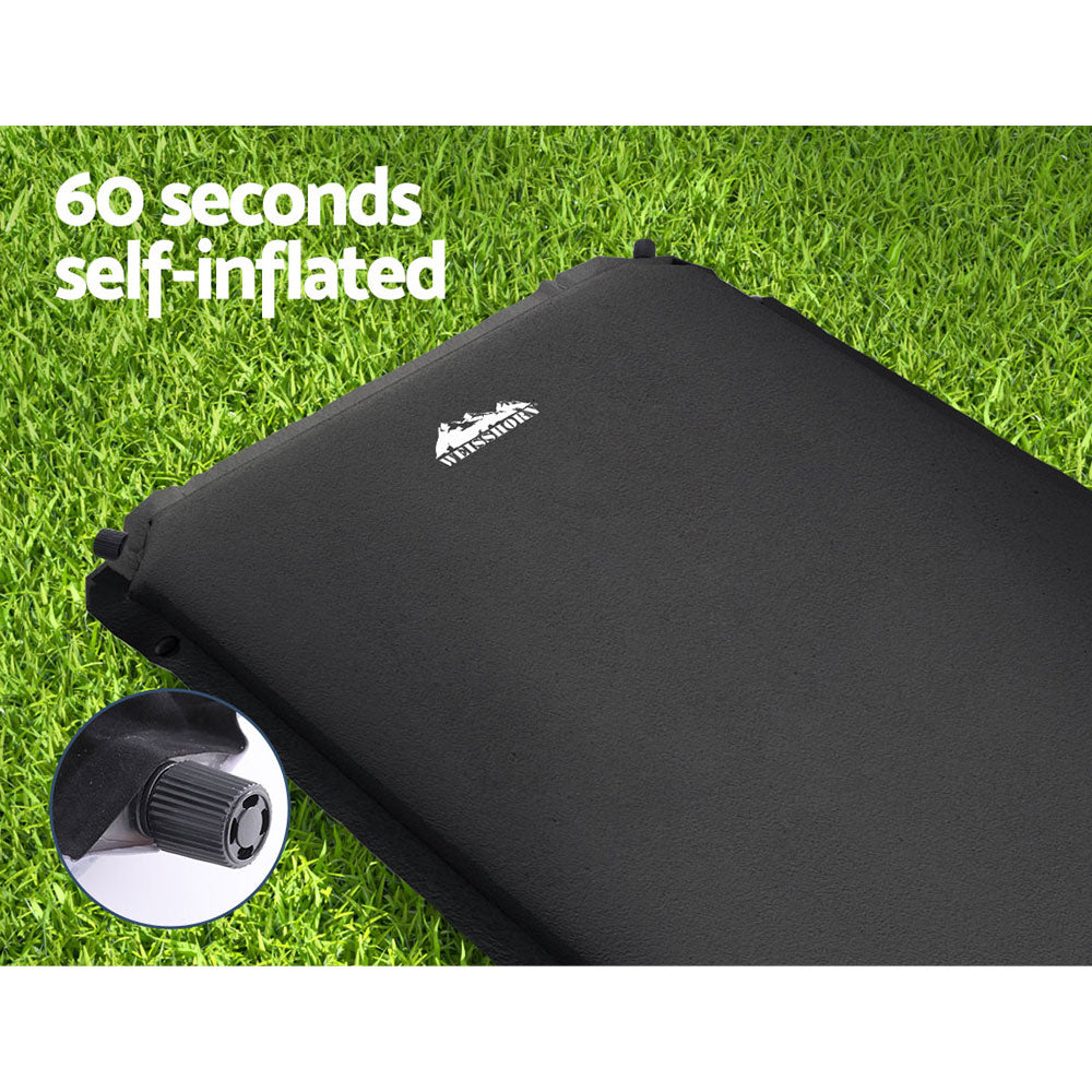 Black Self Inflating Camping Mattress Single Outdoor Sleeping Pad