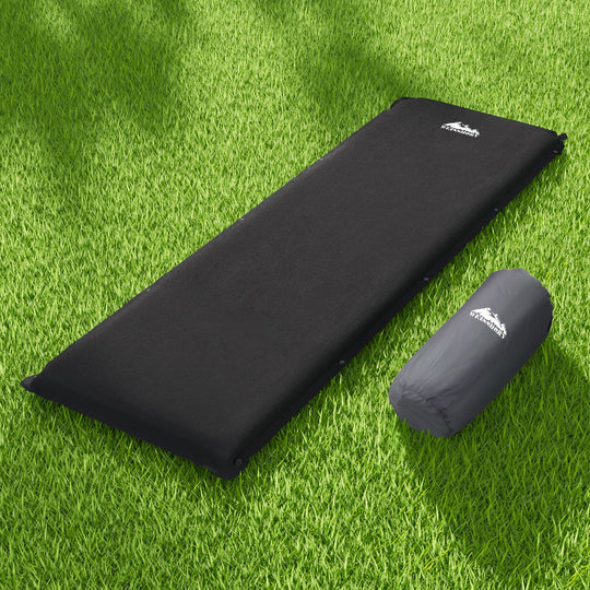 Black Self Inflating Camping Mattress Single Outdoor