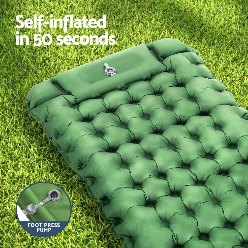Self Inflating Camping Mattress Single with Pillow Portable Sleeping Pad