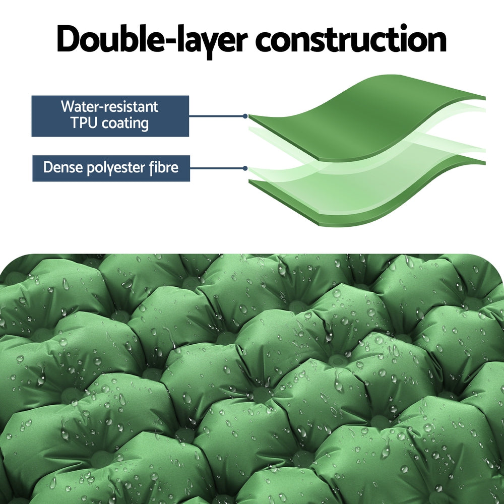 Self Inflating Camping Mattress Single with Pillow Portable Sleeping Pad