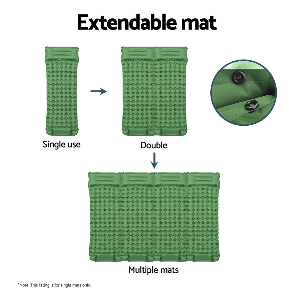 Self Inflating Camping Mattress Single with Pillow Portable Sleeping Pad