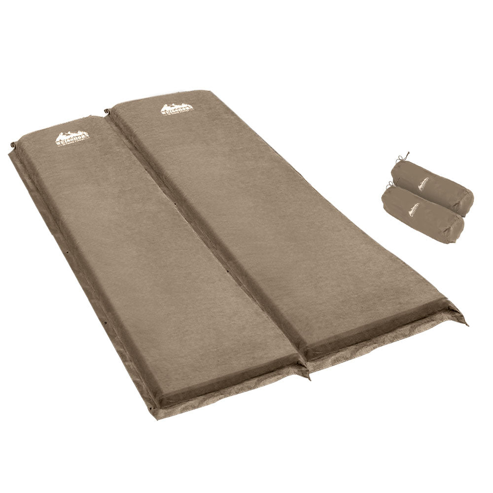 Self Inflating Mattress Camping Sleeping Mat Air Bed Pad Double Coffee 10CM