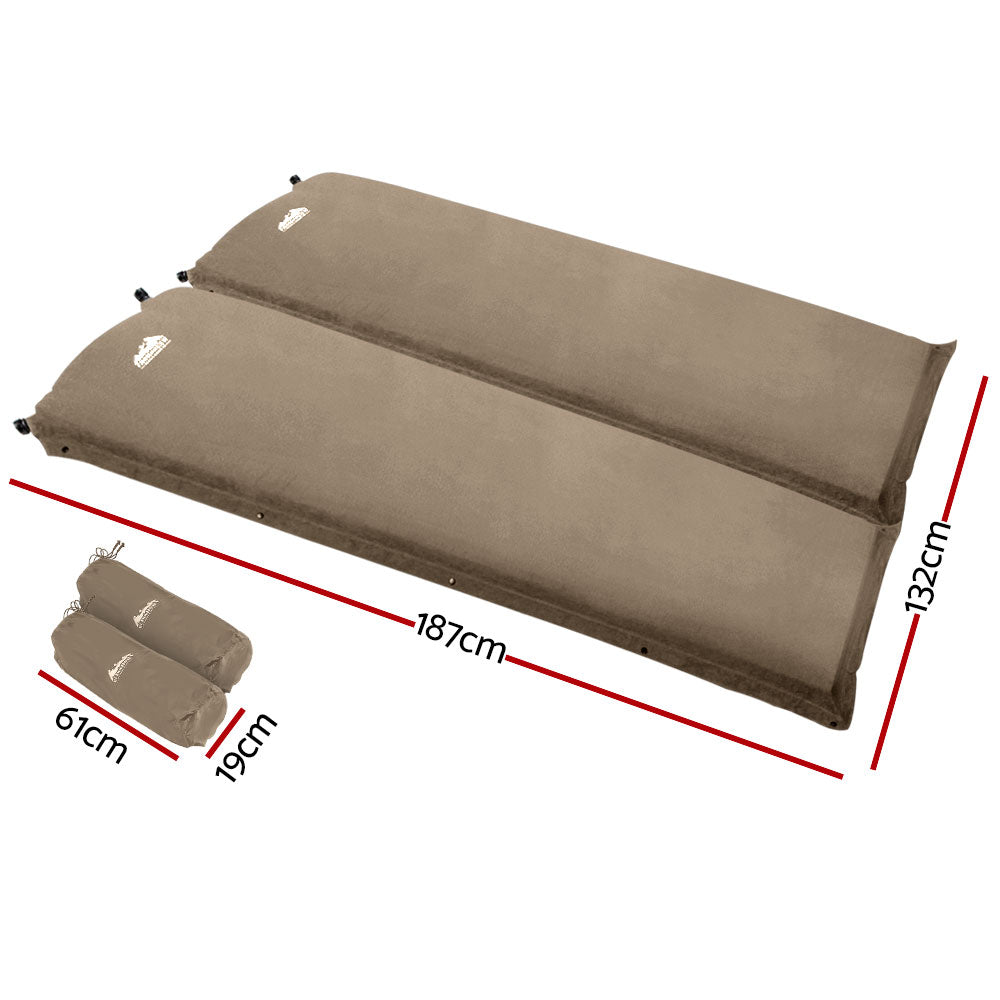 Self Inflating Mattress Camping Sleeping Mat Air Bed Pad Double Coffee 10CM