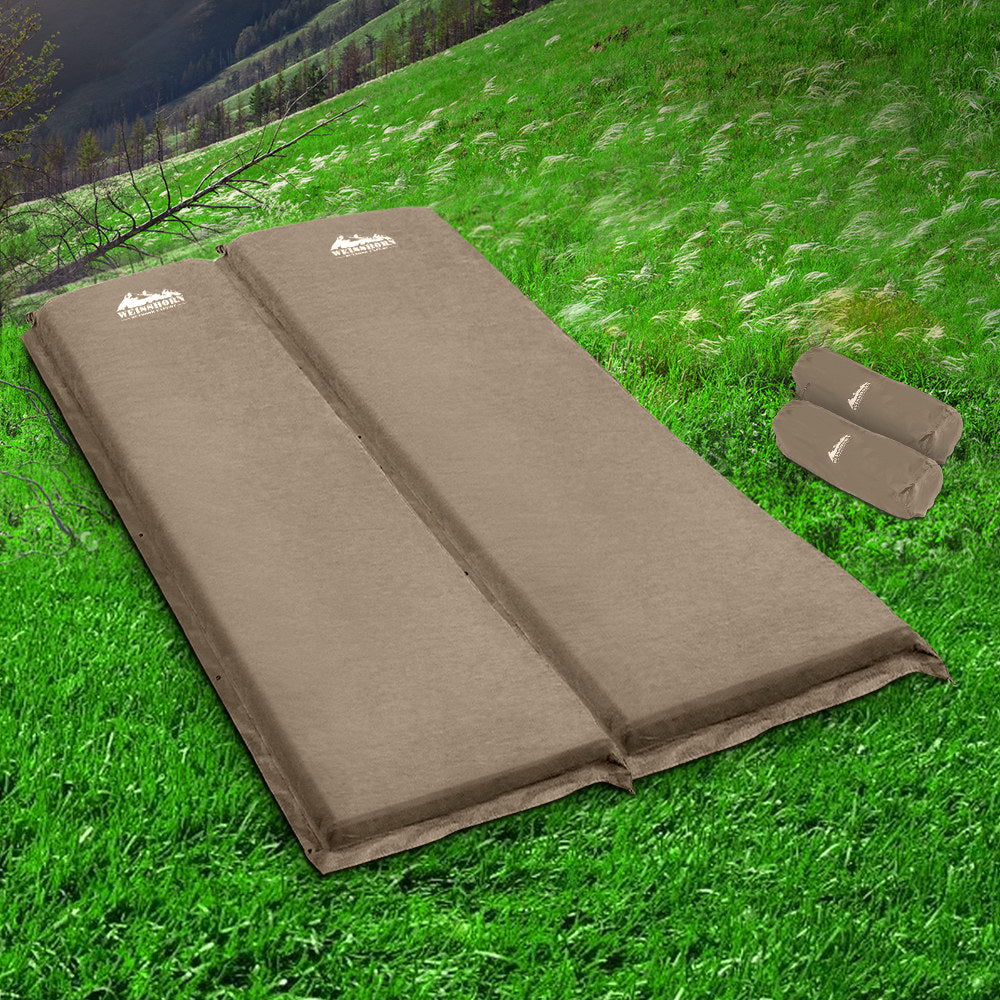 Self Inflating Mattress Camping Sleeping Mat Air Bed Pad Double Coffee 10CM