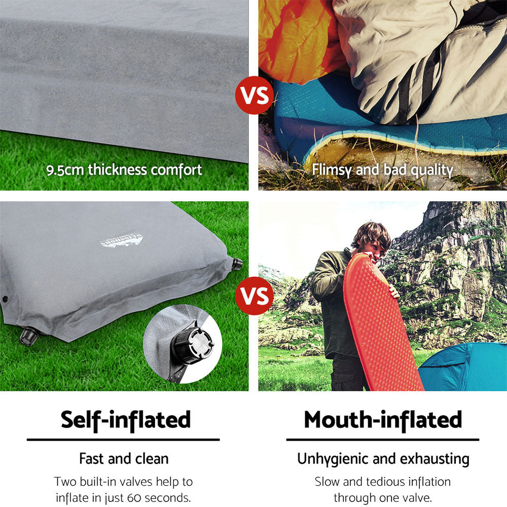 Self Inflating Mattress Camping Sleeping Mat Air Bed Pad Double Grey 10CM Thick