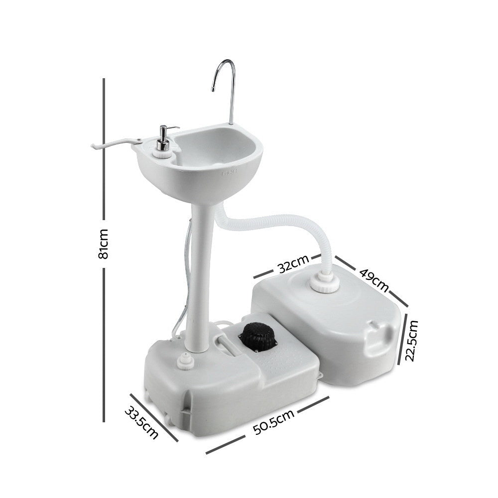 Portable Camping Hand Wash Sink 43L Outdoor Basin Station