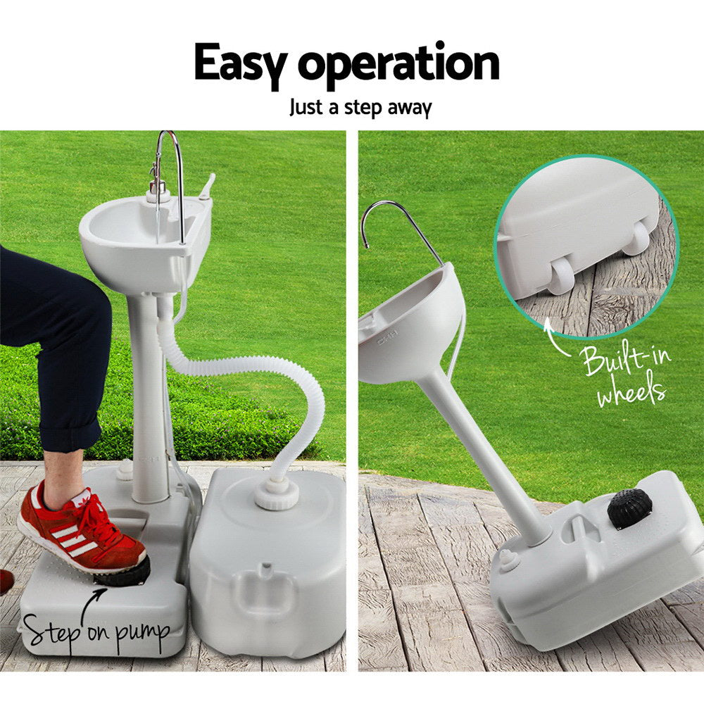 Portable Camping Hand Wash Sink 43L Outdoor Basin Station
