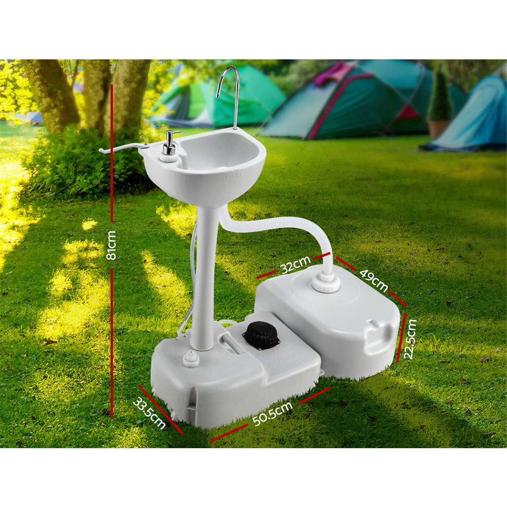 Portable Camping Hand Wash Sink 43L Outdoor Basin Station